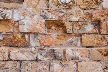 Stone wall made of natural seashell stone.