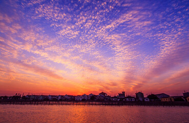 sunset over the city