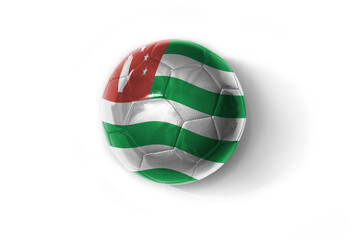 realistic football ball with colorfull national flag of abkhazia on the white background.