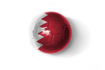 realistic football ball with colorfull national flag of bahrain on the white background.