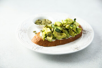Healthy homemade avocado toast on a plate