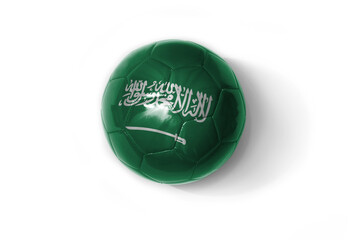realistic football ball with colorfull national flag of saudi arabia on the white background.