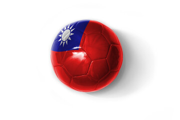 Fototapeta premium realistic football ball with colorfull national flag of taiwan on the white background.