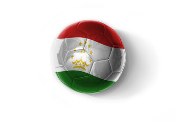 realistic football ball with colorfull national flag of tajikistan on the white background.