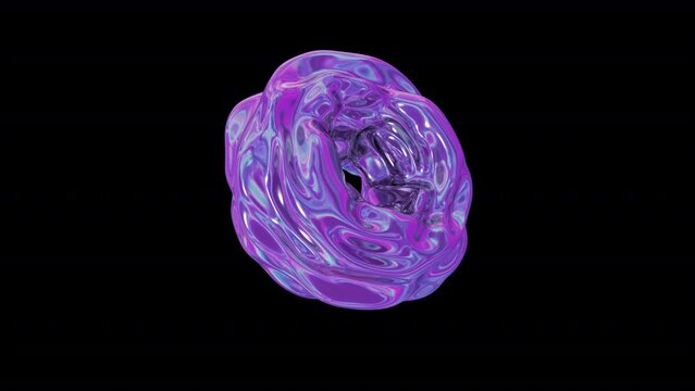 Animated 3D Holographic Object. Liquid holographic background. Loop Animation