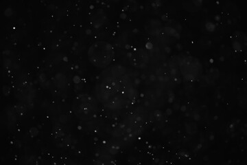 snow black background abstract texture, snowflakes falling in the sky overlay