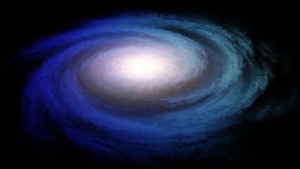 Flying through the blue galaxy. 3d rendering