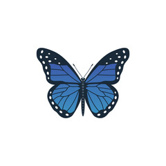 Blue butterfly icon vector, isolated on white background