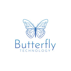 Tech butterfly logo vector, perfect for tech, computer, network, communication etc business.