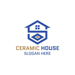 Fototapeta premium House and ceramic S letter logo vector, perfect for interior industry, construction, real estate etc.
