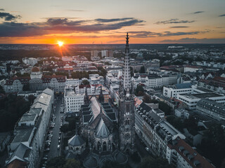 Leipzig / Germany - Peterskirche Aerial Shot