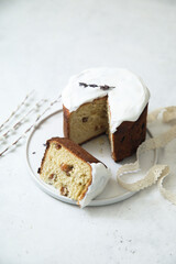 Traditional homemade panettone or kulich bread
