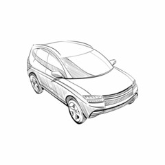 Car hand drawn sketch abstract vector design concept set