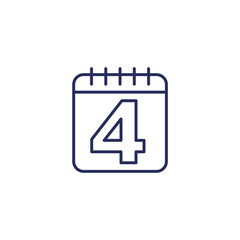 four-day week line icon, 4-day workweek