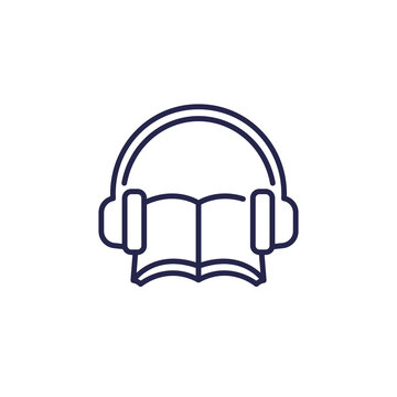 audiobook line icon on white