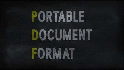  PORTABLE DOCUMENT FORMAT (PDF) on chalk board