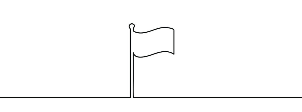 recommend clip art: Continuous line drawing of flag. Flag one line icon. One line drawing background. Vector illustration. Flag black icon