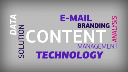 SEO content analysis word cloud. Data solution technology sign on grey background. Management analysis tag cloud. Data solution management 