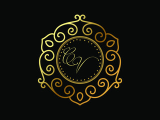 BC initial letter luxury monogram logo,elegant ornamen jewelry, emblem of love shape heart