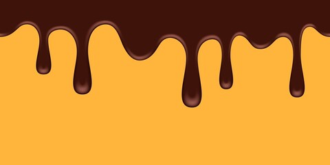 Melted chocolate seamless. Seamless dripping melted dark or milk chocolate. Vector illustration