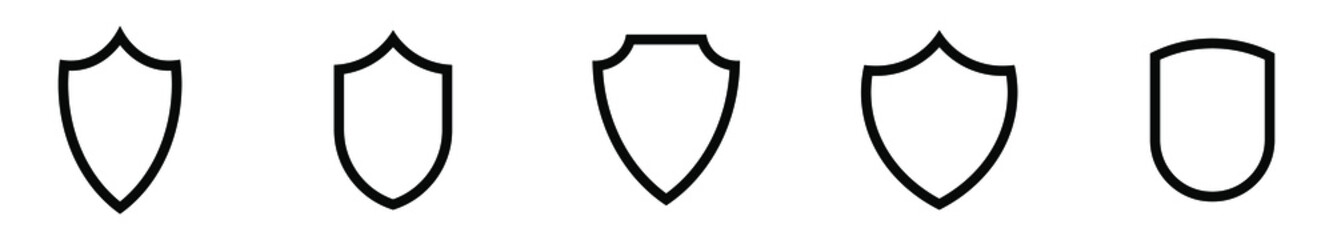 Shield vector icons. Set of shield symbols on white background. Vector illustration. Security black icon