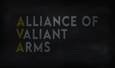 ALLIANCE OF VALIANT ARMS (AVA) on chalk board