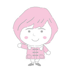 ポーズをとっている女性　右　シンプルカラー