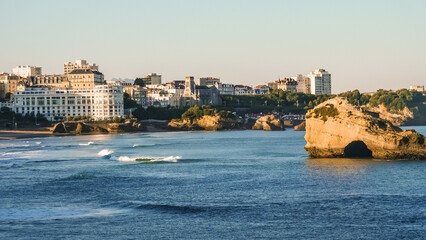 Fototapeta premium Bay of Biarritz on a summer day with a view on the main beach