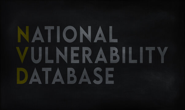  NATIONAL VULNERABILITY DATABASE (NVD) on chalk board 