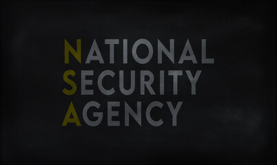 NATIONAL SECURITY AGENCY (NSA) on chalk board 