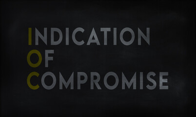 INDICATION OF COMPROMISE (IOC) on chalk board 