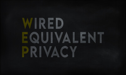 WIRED EQUIVALENT PRIVACY (WEP) on chalk board 