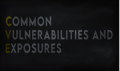 COMMON VULNERABILITIES EXPOSURES (CVE) on chalk board 