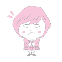 謝る若い女性　シンプルカラー