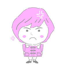 怒る若い女性　シンプルカラー