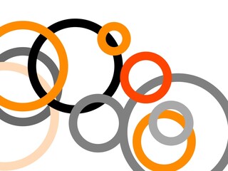 Abstract grey orange circles with white background