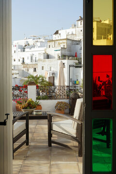 Stunning views of Vejer from the stylish terrace of a hotel 
