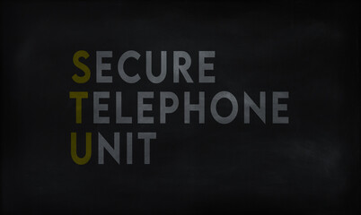 SECURE TELEPHONE UNIT (STU) on chalk board