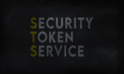 Fototapeta premium SECURITY TOKEN SERVICE (STS) on chalk board