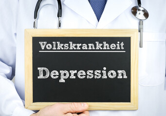 Depression - Arzt mit Tafel