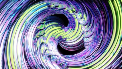 3d render. Abstract and beautiful iridescence metal swirl. Digital illustration for wallpapers, backgrounds, posters and covers.