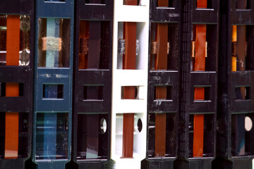 Close up view of a collection of old vintage retro audio tape cassettes