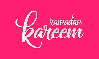 Fototapeta na wymiar Ramadan Kareem greeting beautiful lettering with beautiful pink background,An Islamic greeting text in English for holy month 