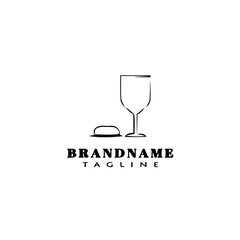 unique bread and glasses cartoon logo icon creative template black isolated vector cute