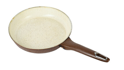 Dirty old frying pan. Isolated on white background. File Contains Clipping Path.