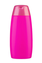 Oil Shower Gel Bottle Of Shampoo Pink. Isolated On White Background. Ready For Your Design.