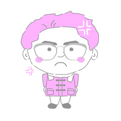 怒る若い男性　シンプルカラー