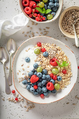 Healthy oats with berry fruits and yoghurt.