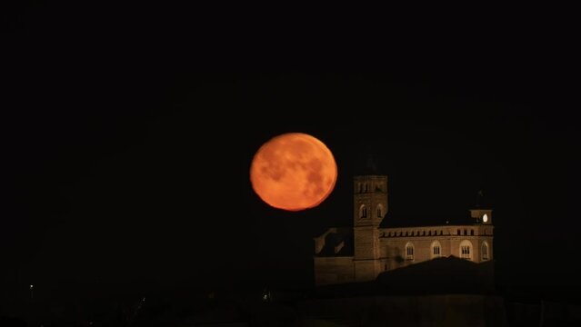 Timelapse moon in church