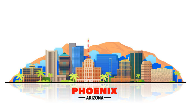 Phoenix City Skyline. Arizona USA. Vector illustration.Business and tourism image.